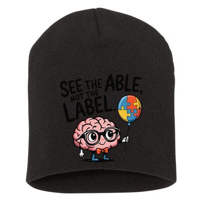 See The Able Not The Label Cute Science Nerd Proud Autism Short Acrylic Beanie
