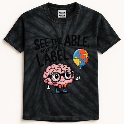 See The Able Not The Label Cute Science Nerd Proud Autism Kids Tie-Dye T-Shirt