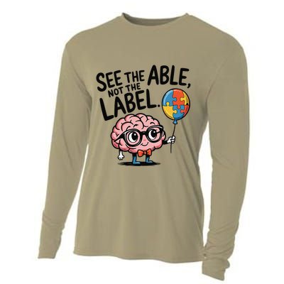 See The Able Not The Label Cute Science Nerd Proud Autism Cooling Performance Long Sleeve Crew