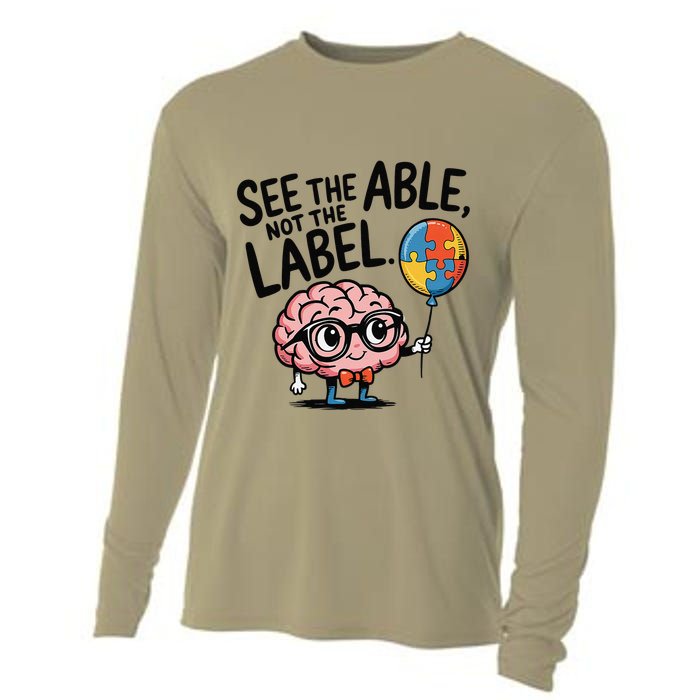 See The Able Not The Label Cute Science Nerd Proud Autism Cooling Performance Long Sleeve Crew