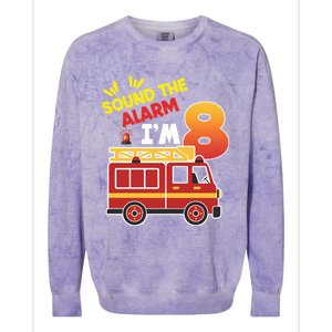 Sound The Alarm IM 8th Birthday Boy Fire Truck Colorblast Crewneck Sweatshirt