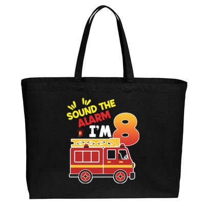 Sound The Alarm IM 8th Birthday Boy Fire Truck Cotton Canvas Jumbo Tote