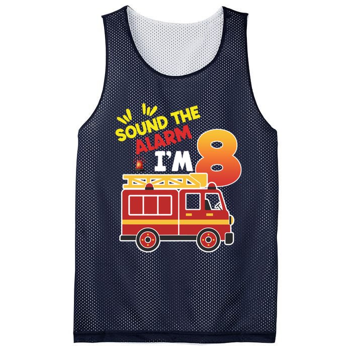 Sound The Alarm IM 8th Birthday Boy Fire Truck Mesh Reversible Basketball Jersey Tank