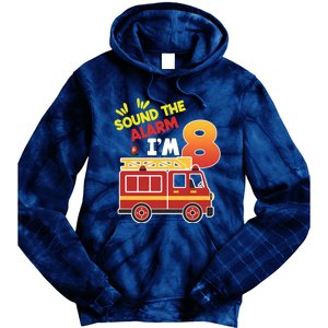 Sound The Alarm IM 8th Birthday Boy Fire Truck Tie Dye Hoodie