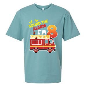 Sound The Alarm IM 8th Birthday Boy Fire Truck Sueded Cloud Jersey T-Shirt