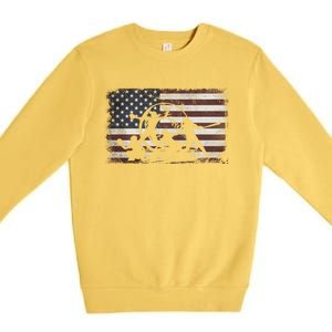 Softball Team American Flag Thanksgiving Christmas Funny Gift Premium Crewneck Sweatshirt