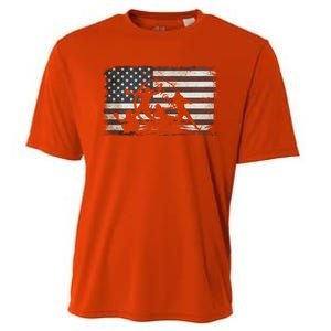 Softball Team American Flag Thanksgiving Christmas Funny Gift Cooling Performance Crew T-Shirt