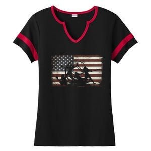 Softball Team American Flag Thanksgiving Christmas Funny Gift Ladies Halftime Notch Neck Tee