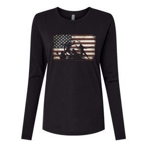 Softball Team American Flag Thanksgiving Christmas Funny Gift Womens Cotton Relaxed Long Sleeve T-Shirt