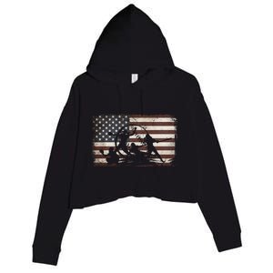 Softball Team American Flag Thanksgiving Christmas Funny Gift Crop Fleece Hoodie