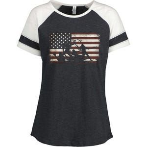 Softball Team American Flag Thanksgiving Christmas Funny Gift Enza Ladies Jersey Colorblock Tee