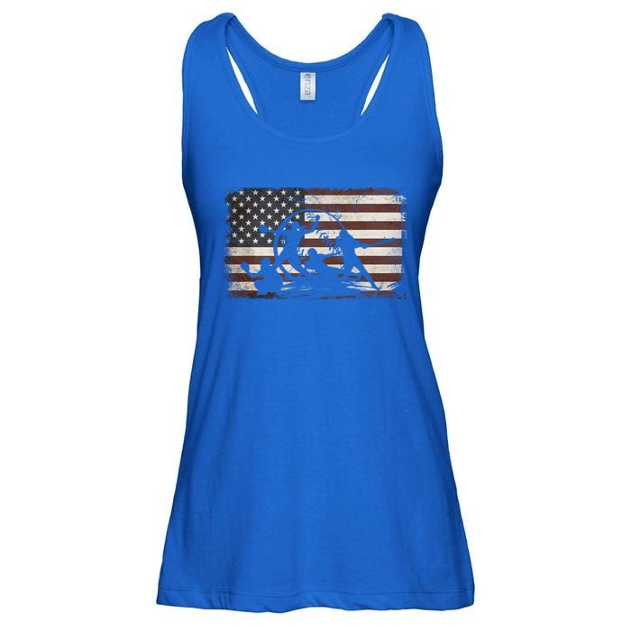 Softball Team American Flag Thanksgiving Christmas Funny Gift Ladies Essential Flowy Tank