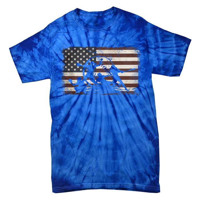 Softball Team American Flag Thanksgiving Christmas Funny Gift Tie-Dye T-Shirt