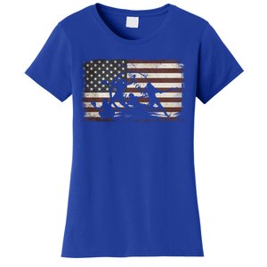 Softball Team American Flag Thanksgiving Christmas Funny Gift Women's T-Shirt