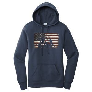 Softball Team American Flag Thanksgiving Christmas Funny Gift Women's Pullover Hoodie