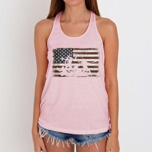 Softball Team American Flag Thanksgiving Christmas Funny Gift Women's Knotted Racerback Tank