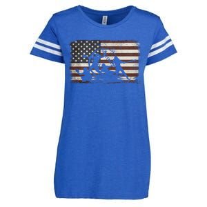 Softball Team American Flag Thanksgiving Christmas Funny Gift Enza Ladies Jersey Football T-Shirt