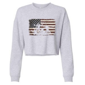 Softball Team American Flag Thanksgiving Christmas Funny Gift Cropped Pullover Crew