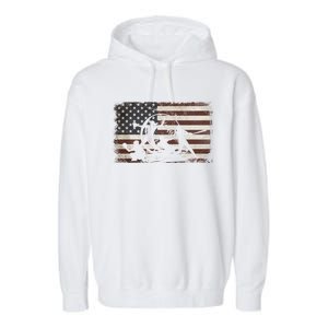 Softball Team American Flag Thanksgiving Christmas Funny Gift Garment-Dyed Fleece Hoodie