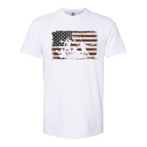 Softball Team American Flag Thanksgiving Christmas Funny Gift Softstyle CVC T-Shirt