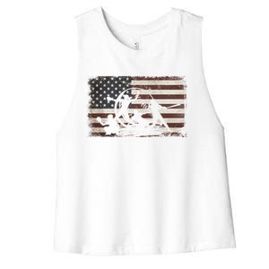 Softball Team American Flag Thanksgiving Christmas Funny Gift Women's Racerback Cropped Tank