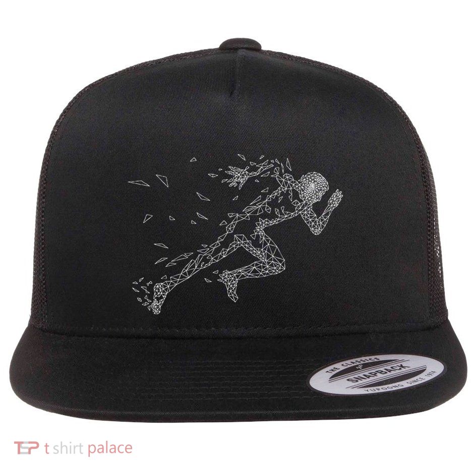Sprinter Track And Field Runner Running Marathon Flat Bill Trucker Hat