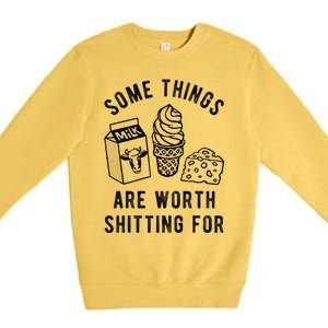 Some Thing Are Worth Shitting For Milk Ice Cream Chesse Food Premium Crewneck Sweatshirt