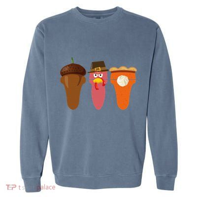 Sonographer Thanksgiving Acorn Turkey Pumpkin Pie Ultrasound Garment-Dyed Sweatshirt