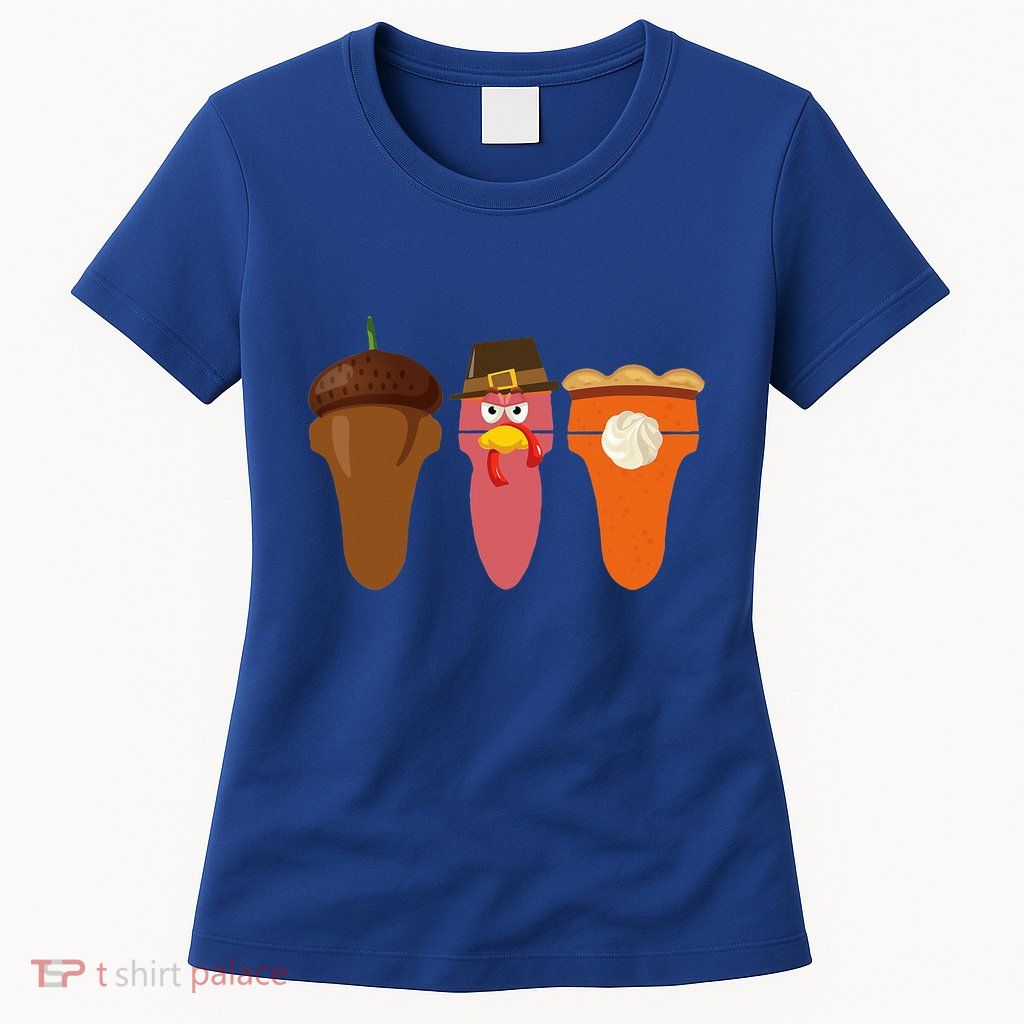 Sonographer Thanksgiving Acorn Turkey Pumpkin Pie Ultrasound Womens T-Shirt