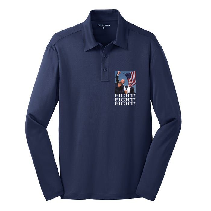 Shot Trump Assassination Attempt 2024 July Fight Fight Silk Touch Performance Long Sleeve Polo