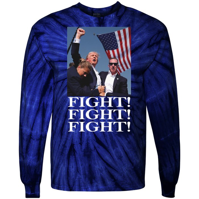 Shot Trump Assassination Attempt 2024 July Fight Fight Tie-Dye Long Sleeve Shirt