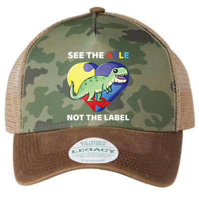 See The Able Not The Label Autism Awareness Trex Dinosaur Gift Legacy Tie Dye Trucker Hat