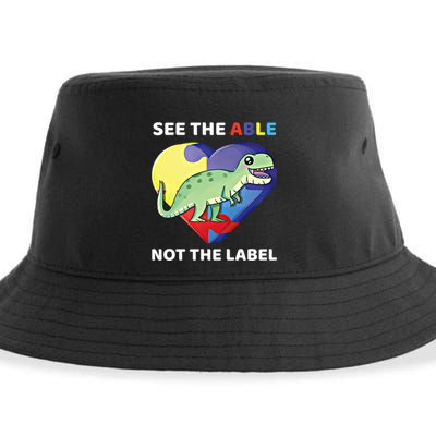See The Able Not The Label Autism Awareness Trex Dinosaur Gift Sustainable Bucket Hat
