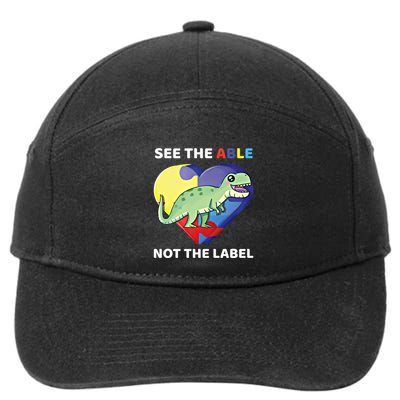 See The Able Not The Label Autism Awareness Trex Dinosaur Gift 7-Panel Snapback Hat