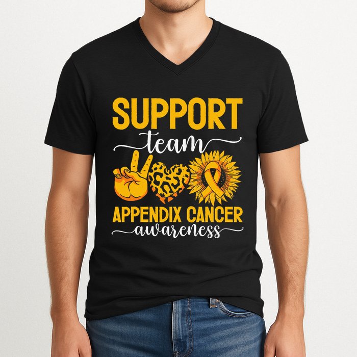Support Team Appendix Cancer Awareness V-Neck T-Shirt