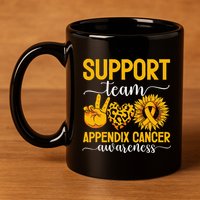 Support Team Appendix Cancer Awareness 11oz C Handle Ceramic Mug