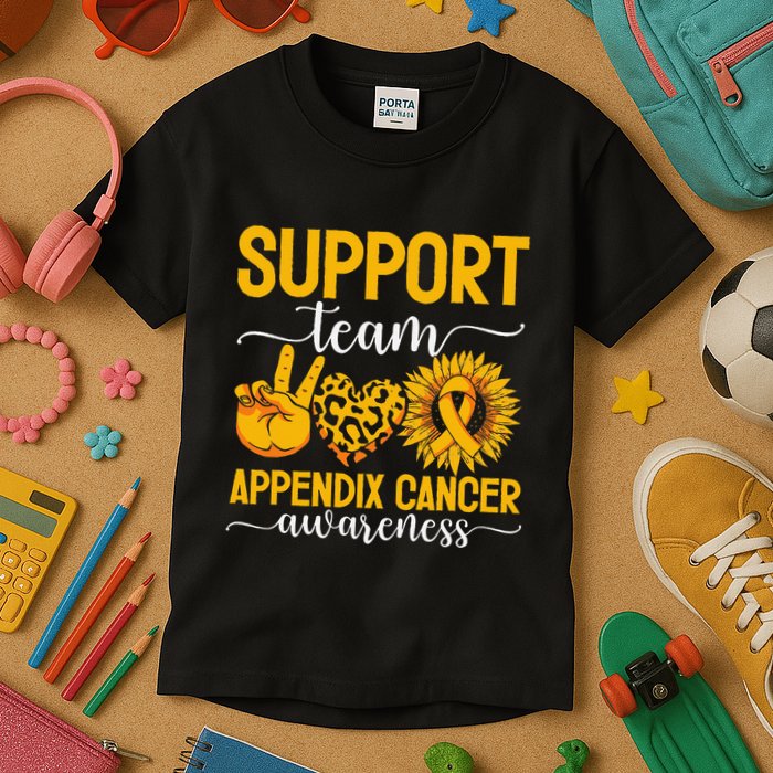 Support Team Appendix Cancer Awareness Kids T-Shirt