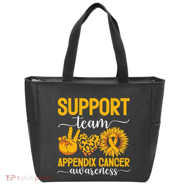 Support Team Appendix Cancer Awareness Zip Tote Bag