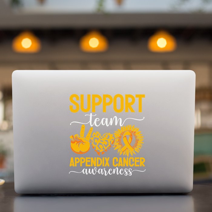 Support Team Appendix Cancer Awareness Permanent Decal Sticker