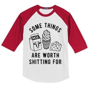 Some Things Are Worth Shitting Kids Colorblock Raglan Jersey