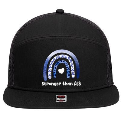 Stronger Than ALS Amyotrophic Lateral Sclerosis 7 Panel Mesh Trucker Snapback Hat