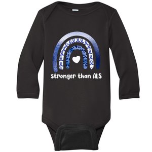 Stronger Than ALS Amyotrophic Lateral Sclerosis Baby Long Sleeve Bodysuit