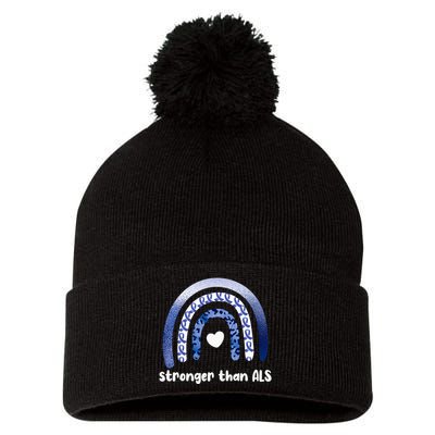 Stronger Than ALS Amyotrophic Lateral Sclerosis Pom Pom 12in Knit Beanie