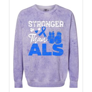 Stronger Than ALS Awareness Ribbon Supporter Warrior Colorblast Crewneck Sweatshirt