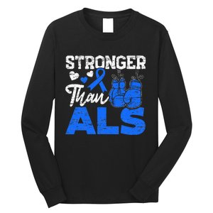 Stronger Than ALS Awareness Ribbon Supporter Warrior Long Sleeve Shirt