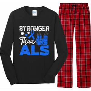 Stronger Than ALS Awareness Ribbon Supporter Warrior Long Sleeve Pajama Set