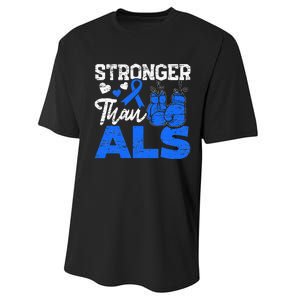 Stronger Than ALS Awareness Ribbon Supporter Warrior Performance Sprint T-Shirt