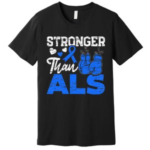 Stronger Than ALS Awareness Ribbon Supporter Warrior Premium T-Shirt