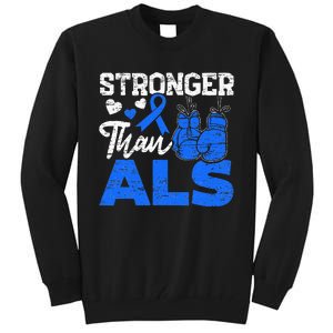 Stronger Than ALS Awareness Ribbon Supporter Warrior Tall Sweatshirt