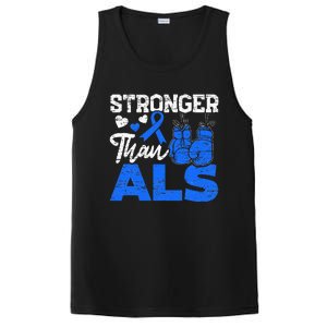 Stronger Than ALS Awareness Ribbon Supporter Warrior PosiCharge Competitor Tank